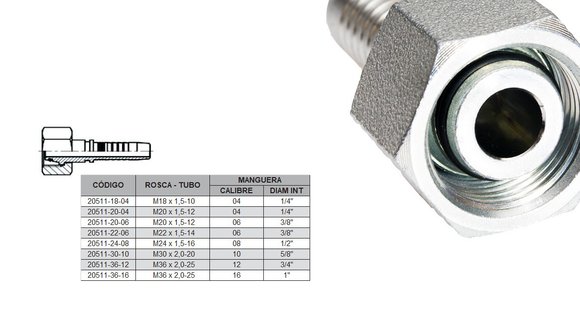 Imagen de HEMBRA RECTO M36 X 2,0-25 16 1'' DKO
